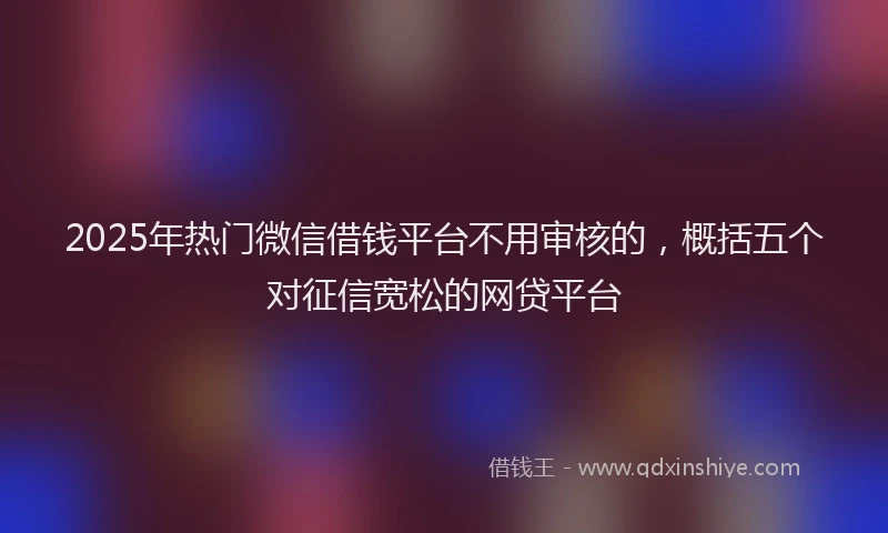 2025年热门微信借钱平台不用审核的，概括五个对征信宽松的网贷平台