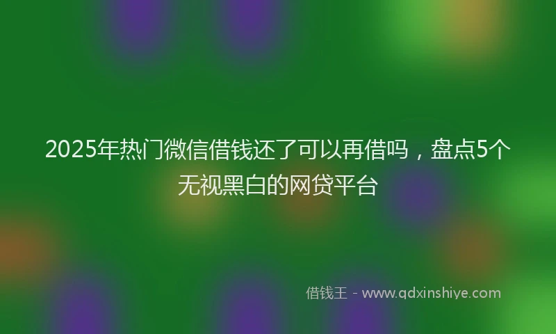 2025年热门微信借钱还了可以再借吗，盘点5个无视黑白的网贷平台