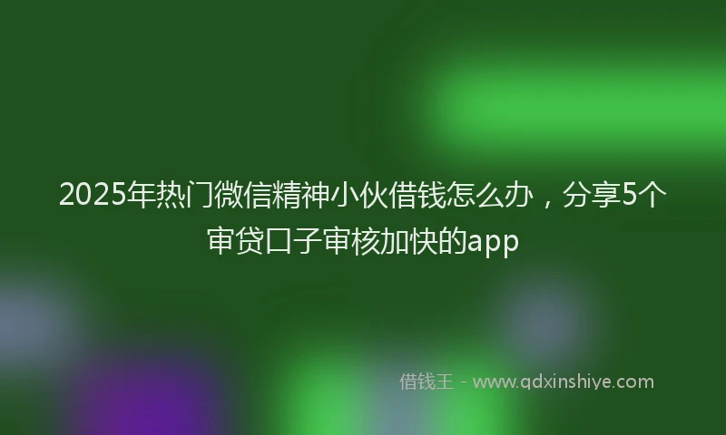 2025年热门微信精神小伙借钱怎么办，分享5个审贷口子审核加快的app