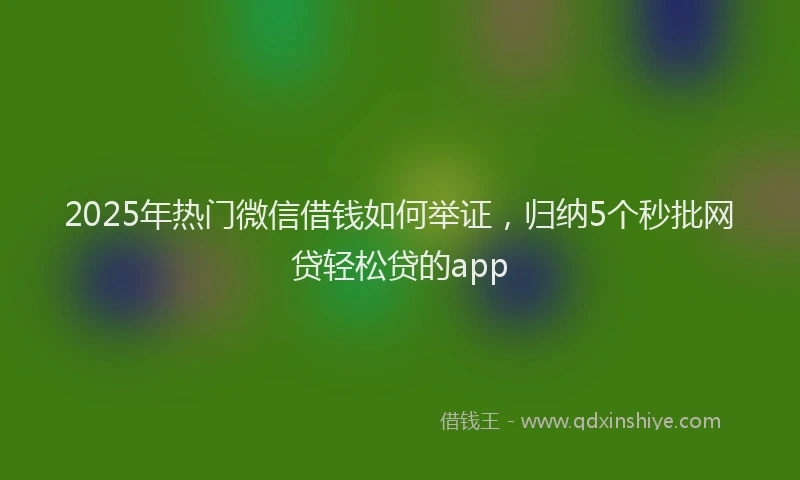 2025年热门微信借钱如何举证，归纳5个秒批网贷轻松贷的app