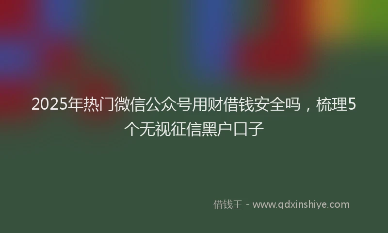 2025年热门微信公众号用财借钱安全吗，梳理5个无视征信黑户口子