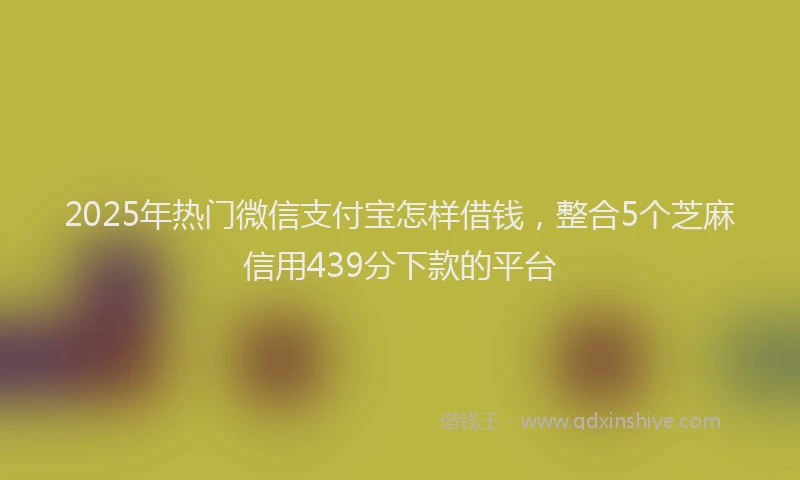 2025年热门微信支付宝怎样借钱，整合5个芝麻信用439分下款的平台
