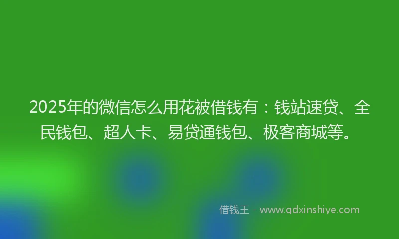 2025年的微信怎么用花被借钱有：钱站速贷、全民钱包、超人卡、易贷通钱包、极客商城等。