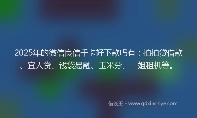 2025年的微信良信千卡好下款吗有：拍拍贷借款、宜人贷、钱袋易融、玉米分、一姐租机等。