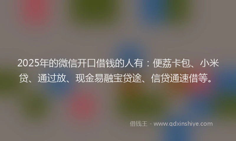 2025年的微信开口借钱的人有：便荔卡包、小米贷、通过放、现金易融宝贷途、信贷通速借等。
