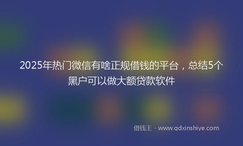2025年热门微信有啥正规借钱的平台，总结5个黑户可以做大额贷款软件