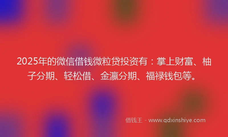 2025年的微信借钱微粒贷投资有：掌上财富、柚子分期、轻松借、金瀛分期、福禄钱包等。