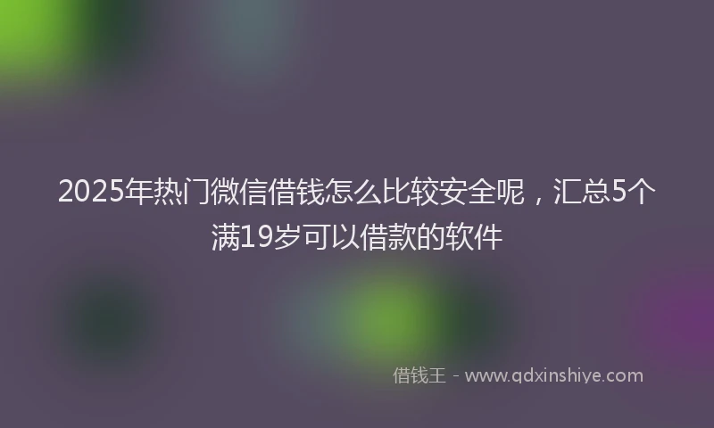 2025年热门微信借钱怎么比较安全呢，汇总5个满19岁可以借款的软件