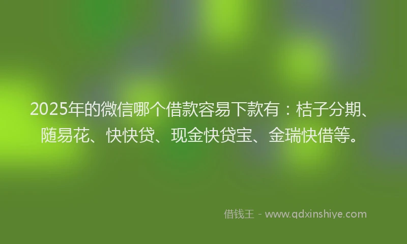 2025年的微信哪个借款容易下款有：桔子分期、随易花、快快贷、现金快贷宝、金瑞快借等。