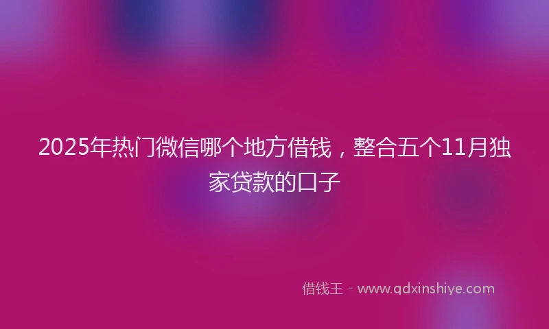 2025年热门微信哪个地方借钱，整合五个11月独家贷款的口子