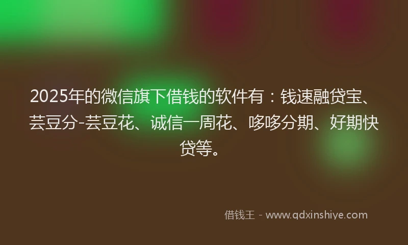 2025年的微信旗下借钱的软件有：钱速融贷宝、芸豆分-芸豆花、诚信一周花、哆哆分期、好期快贷等。