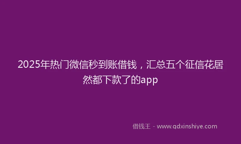 2025年热门微信秒到账借钱，汇总五个征信花居然都下款了的app