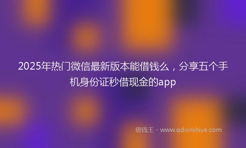 2025年热门微信最新版本能借钱么，分享五个手机身份证秒借现金的app