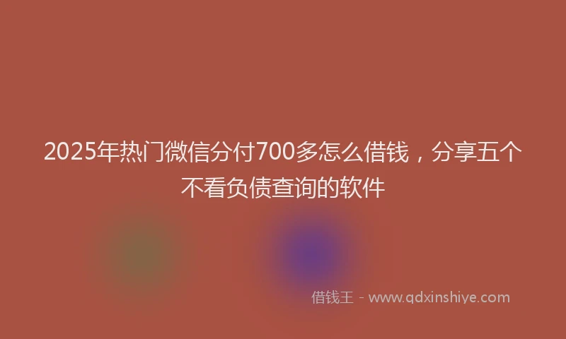 2025年热门微信分付700多怎么借钱，分享五个不看负债查询的软件