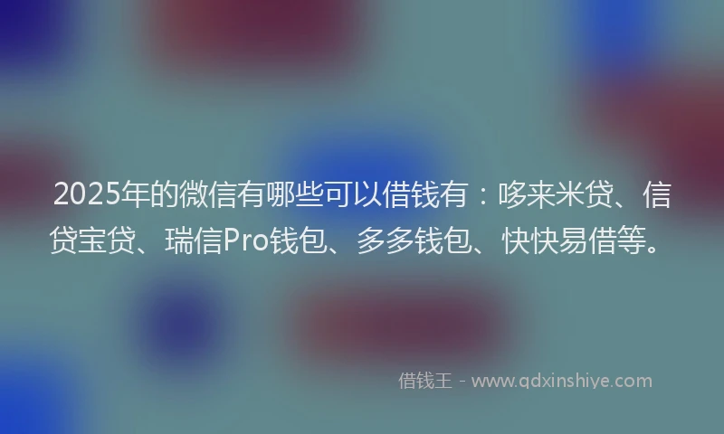 2025年的微信有哪些可以借钱有：哆来米贷、信贷宝贷、瑞信Pro钱包、多多钱包、快快易借等。