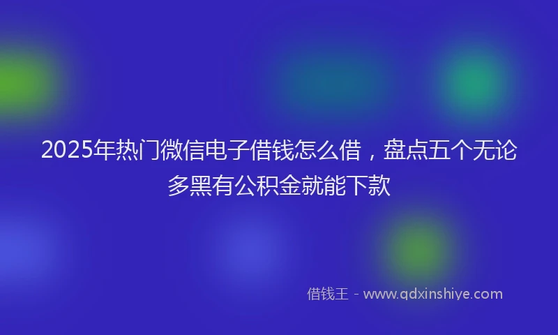 2025年热门微信电子借钱怎么借，盘点五个无论多黑有公积金就能下款