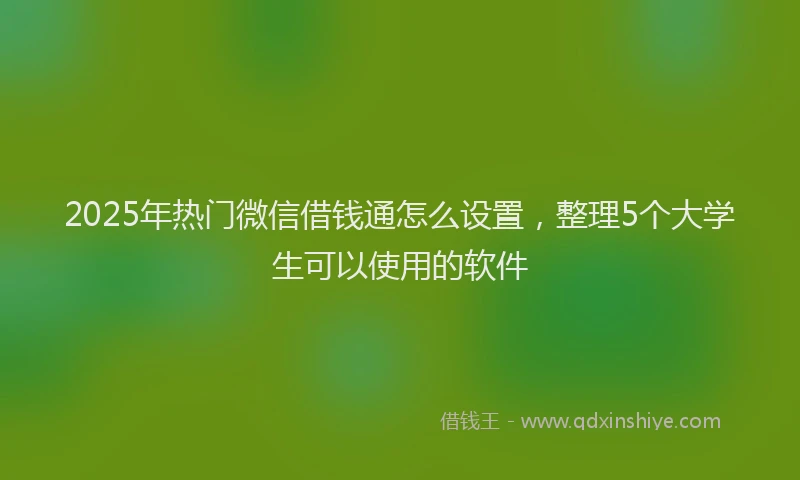 2025年热门微信借钱通怎么设置，整理5个大学生可以使用的软件