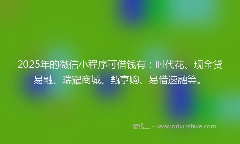 2025年的微信小程序可借钱有：时代花、现金贷易融、瑞耀商城、甄享购、易借速融等。