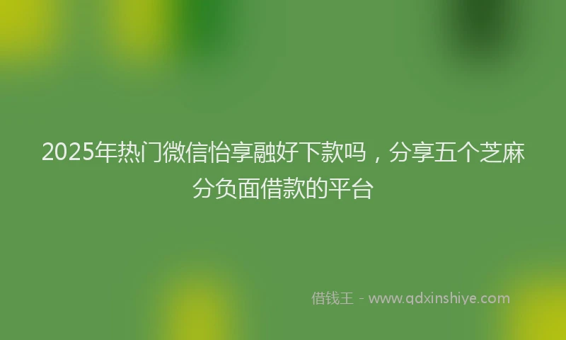 2025年热门微信怡享融好下款吗，分享五个芝麻分负面借款的平台