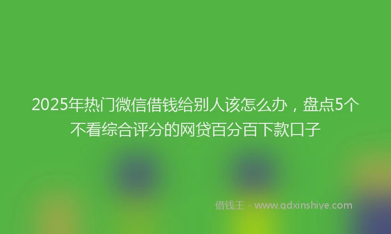 2025年热门微信借钱给别人该怎么办，盘点5个不看综合评分的网贷百分百下款口子