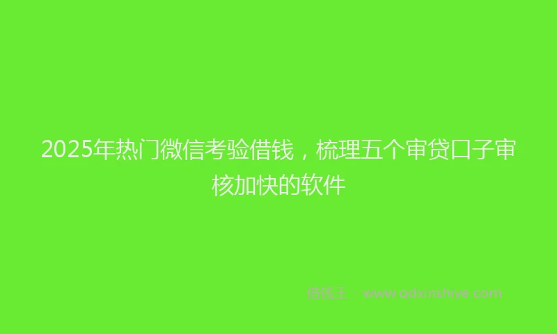 2025年热门微信考验借钱，梳理五个审贷口子审核加快的软件