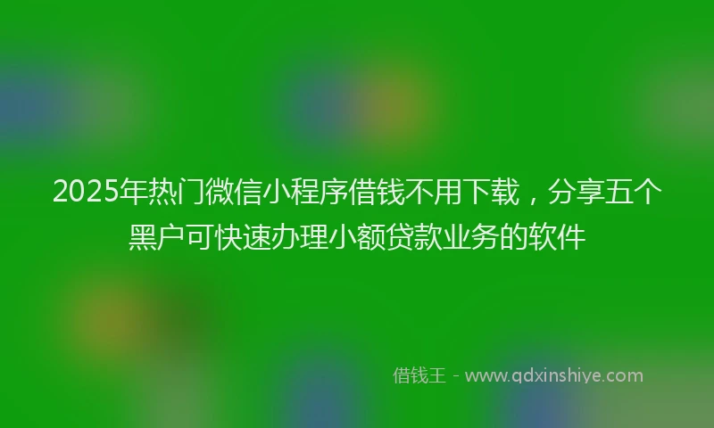 2025年热门微信小程序借钱不用下载，分享五个黑户可快速办理小额贷款业务的软件