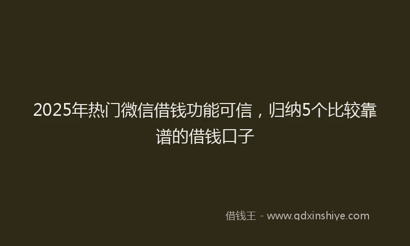 2025年热门微信借钱功能可信，归纳5个比较靠谱的借钱口子