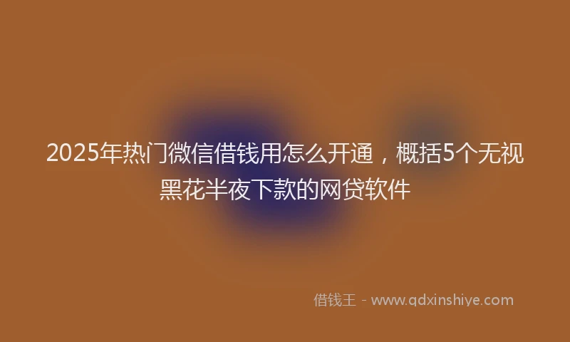 2025年热门微信借钱用怎么开通，概括5个无视黑花半夜下款的网贷软件