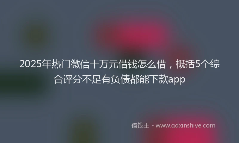 2025年热门微信十万元借钱怎么借，概括5个综合评分不足有负债都能下款app