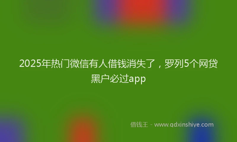 2025年热门微信有人借钱消失了，罗列5个网贷黑户必过app