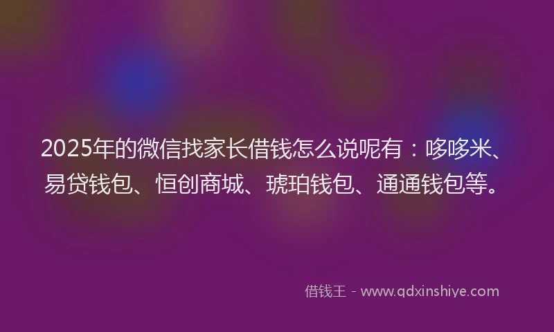 2025年的微信找家长借钱怎么说呢有：哆哆米、易贷钱包、恒创商城、琥珀钱包、通通钱包等。