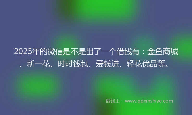 2025年的微信是不是出了一个借钱有：金鱼商城、新一花、时时钱包、爱钱进、轻花优品等。