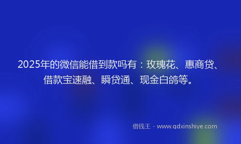 2025年的微信能借到款吗有：玫瑰花、惠商贷、借款宝速融、瞬贷通、现金白鸽等。