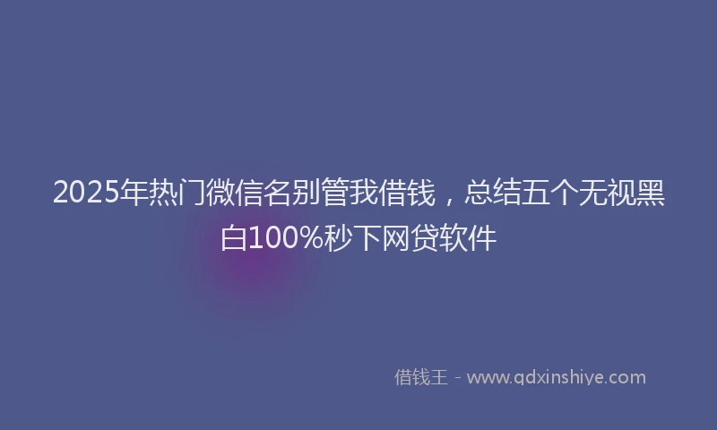 2025年热门微信名别管我借钱，总结五个无视黑白100%秒下网贷软件