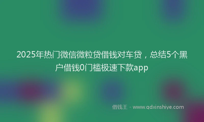 2025年热门微信微粒贷借钱对车贷，总结5个黑户借钱0门槛极速下款app