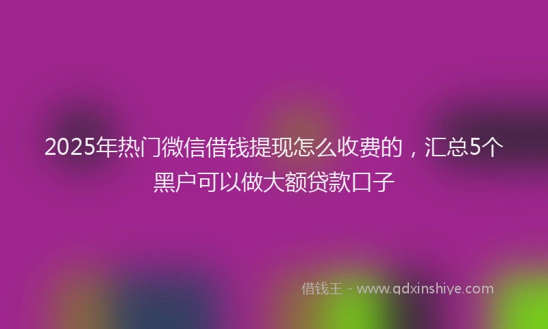 2025年热门微信借钱提现怎么收费的，汇总5个黑户可以做大额贷款口子