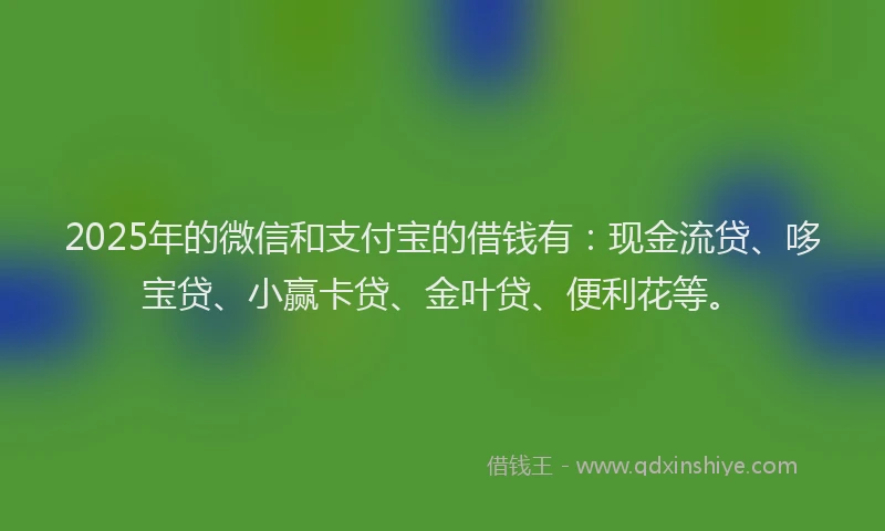 2025年的微信和支付宝的借钱有：现金流贷、哆宝贷、小赢卡贷、金叶贷、便利花等。