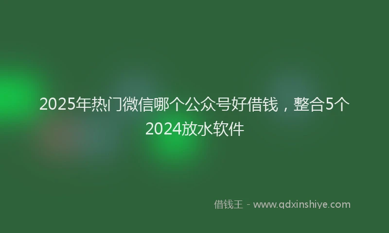 2025年热门微信哪个公众号好借钱，整合5个2024放水软件