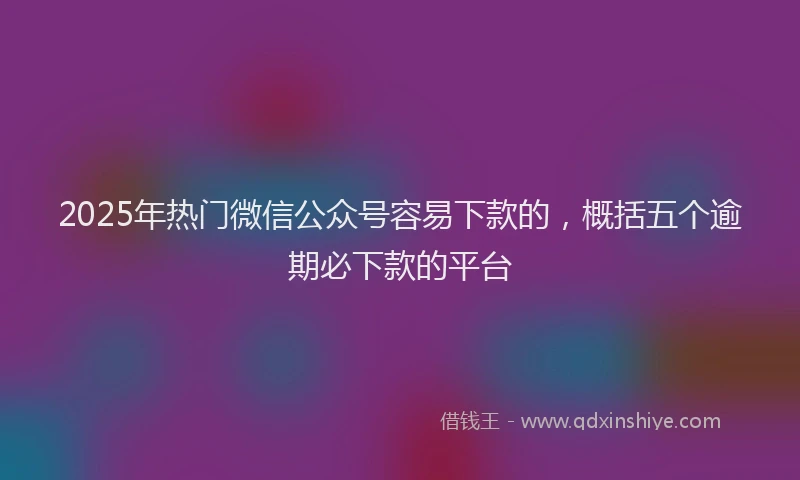 2025年热门微信公众号容易下款的，概括五个逾期必下款的平台