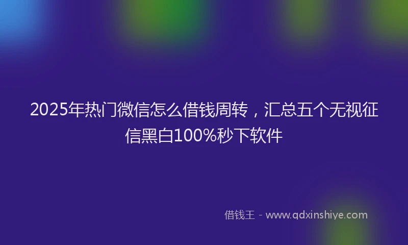 2025年热门微信怎么借钱周转，汇总五个无视征信黑白100%秒下软件