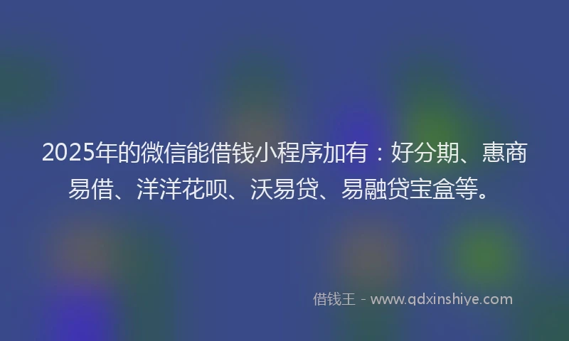 2025年的微信能借钱小程序加有：好分期、惠商易借、洋洋花呗、沃易贷、易融贷宝盒等。