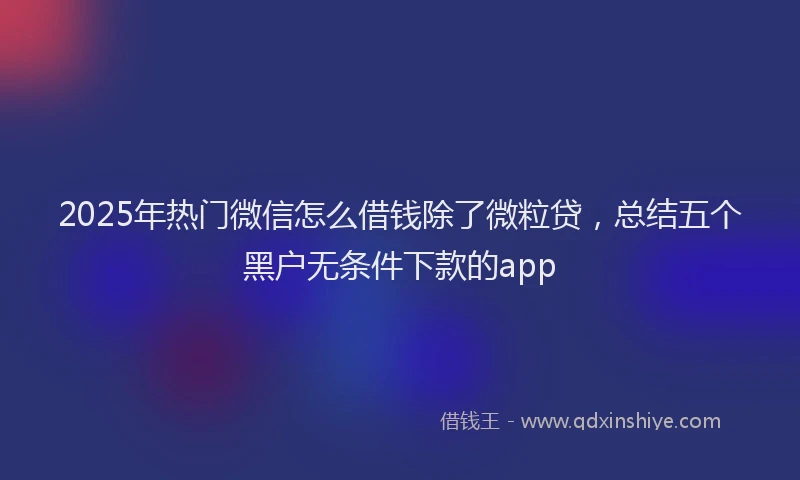 2025年热门微信怎么借钱除了微粒贷，总结五个黑户无条件下款的app
