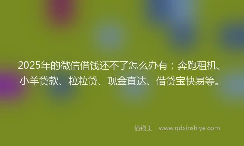 2025年的微信借钱还不了怎么办有：奔跑租机、小羊贷款、粒粒贷、现金直达、借贷宝快易等。