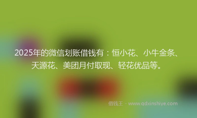 2025年的微信划账借钱有：恒小花、小牛金条、天源花、美团月付取现、轻花优品等。