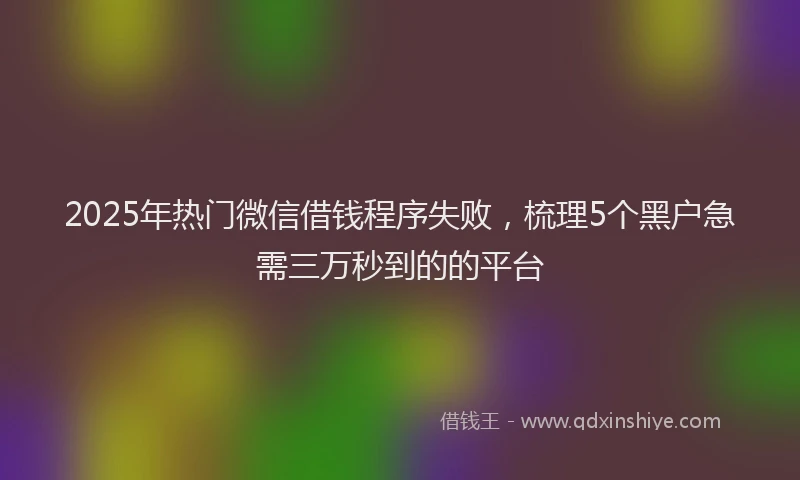 2025年热门微信借钱程序失败，梳理5个黑户急需三万秒到的的平台
