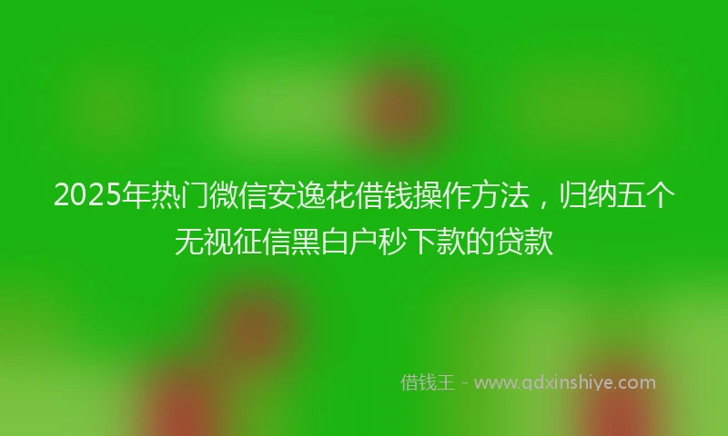 2025年热门微信安逸花借钱操作方法，归纳五个无视征信黑白户秒下款的贷款