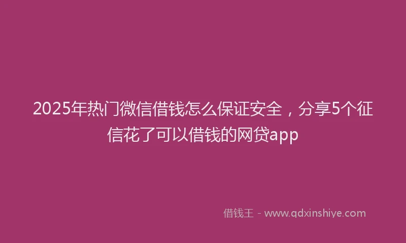 2025年热门微信借钱怎么保证安全，分享5个征信花了可以借钱的网贷app