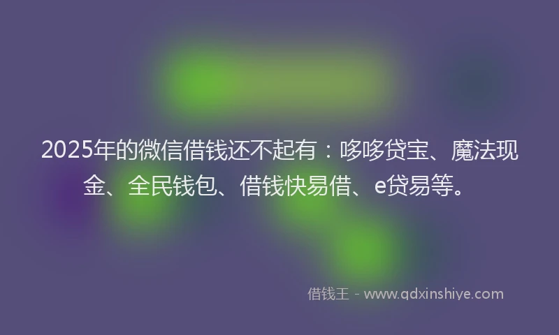 2025年的微信借钱还不起有：哆哆贷宝、魔法现金、全民钱包、借钱快易借、e贷易等。
