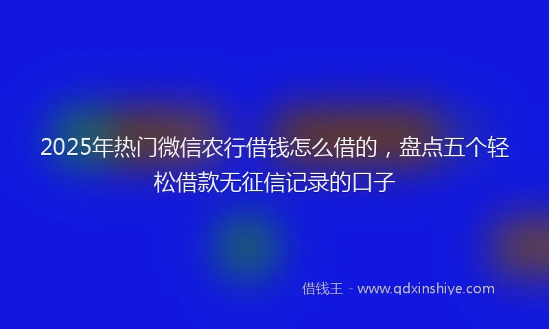 2025年热门微信农行借钱怎么借的，盘点五个轻松借款无征信记录的口子