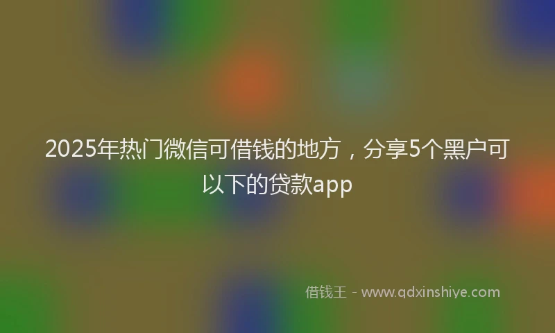 2025年热门微信可借钱的地方，分享5个黑户可以下的贷款app